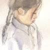 Aquarelle solidaire — Portrait écolière, Népal