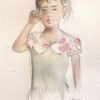 Jeune fillette avec col fleuri