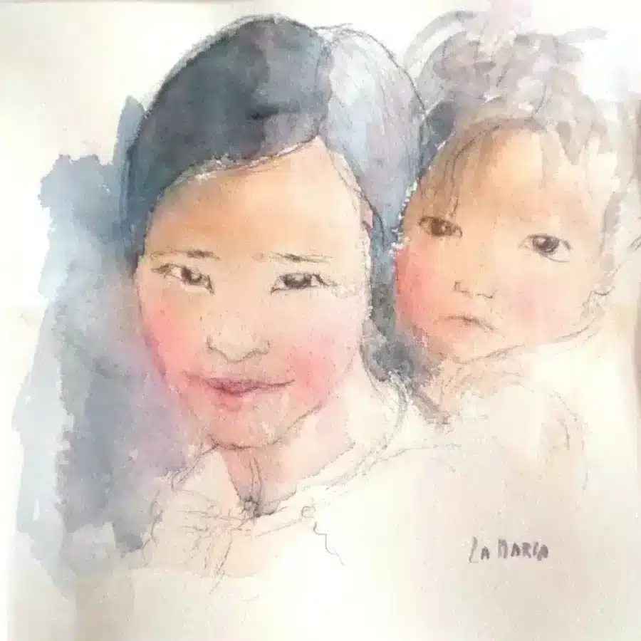 Jeune fille avec enfant